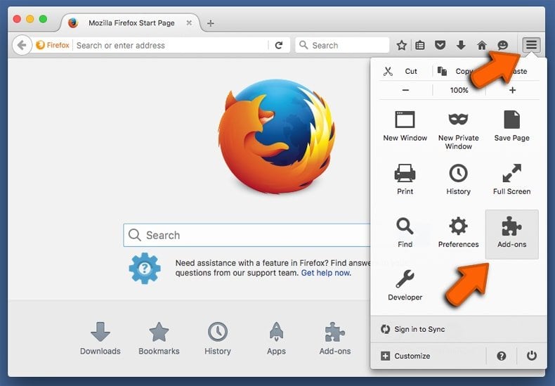 accessing mozilla firefox add-ons