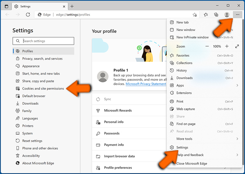 Internetbrowser-Benachrichtigungen bei Microsoft Edge entfernen (Schritt 1)