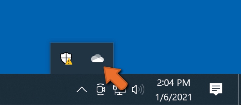 Klicken sie auf das OneDrive Symbol in der Taskleiste