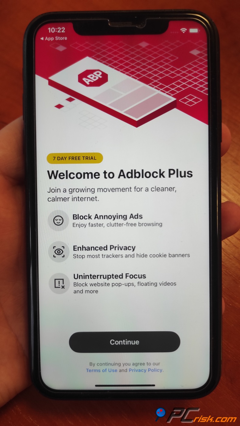 Adblock Plus Startbildschirm für Safari