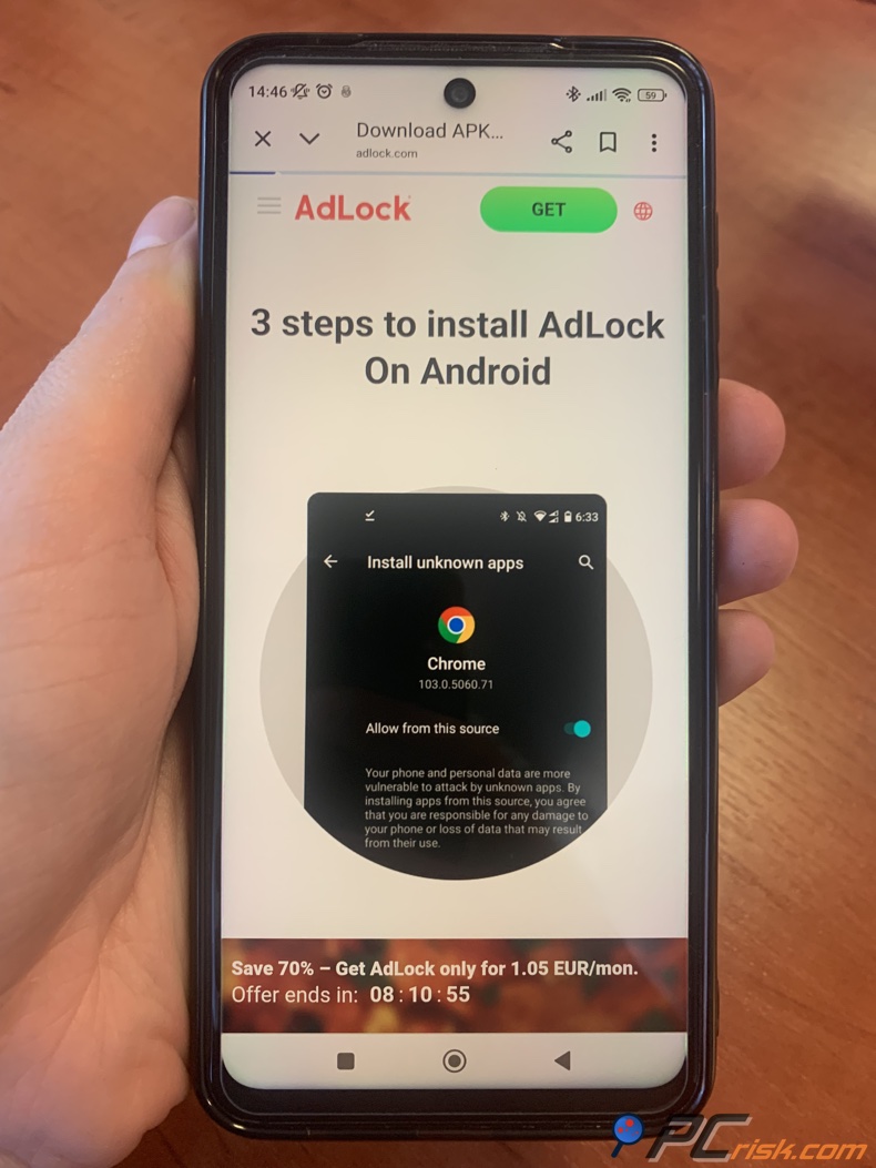 Adlock für Android APK-Download-Seite