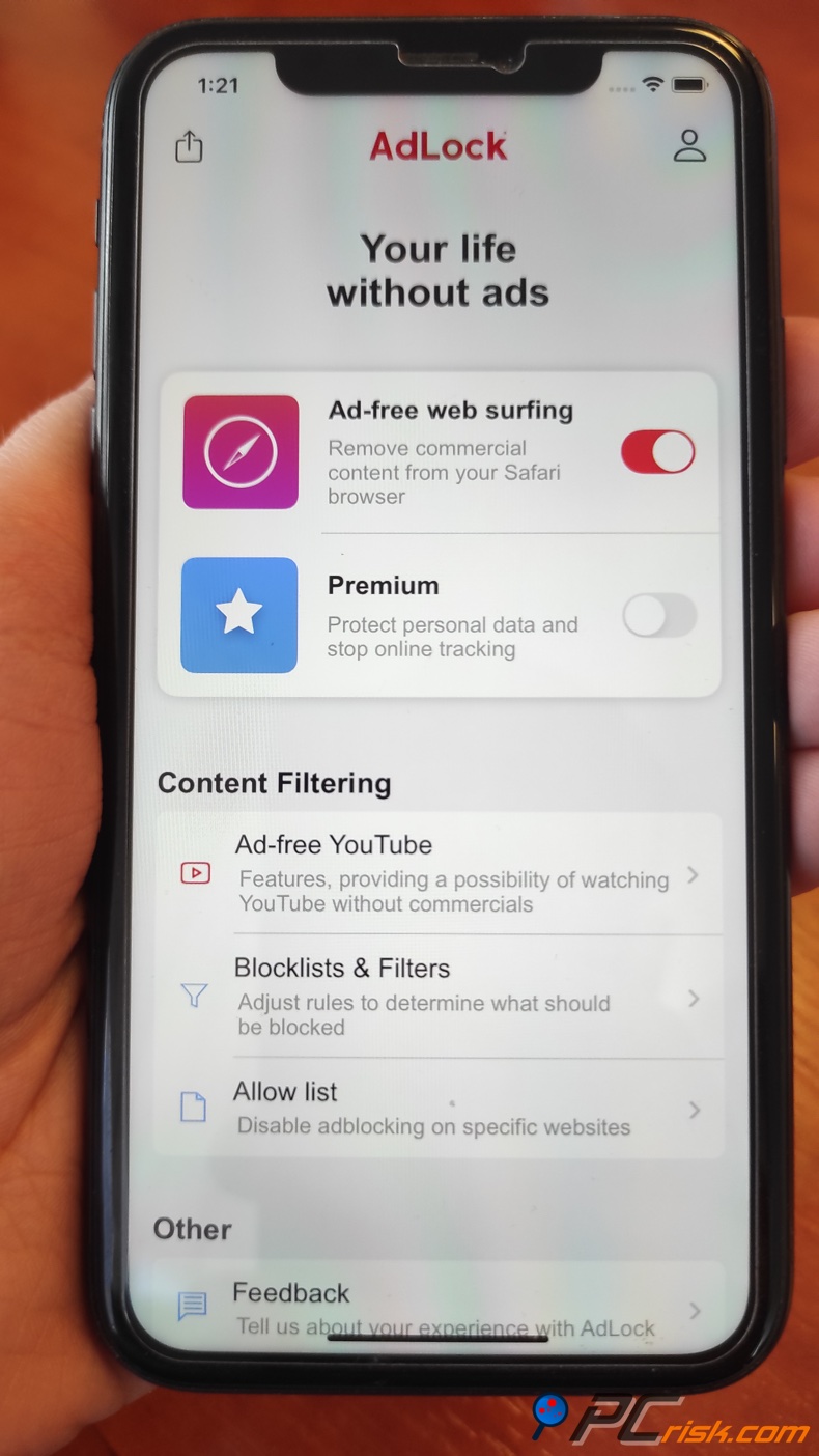 AdLock für iOS-Dashboard