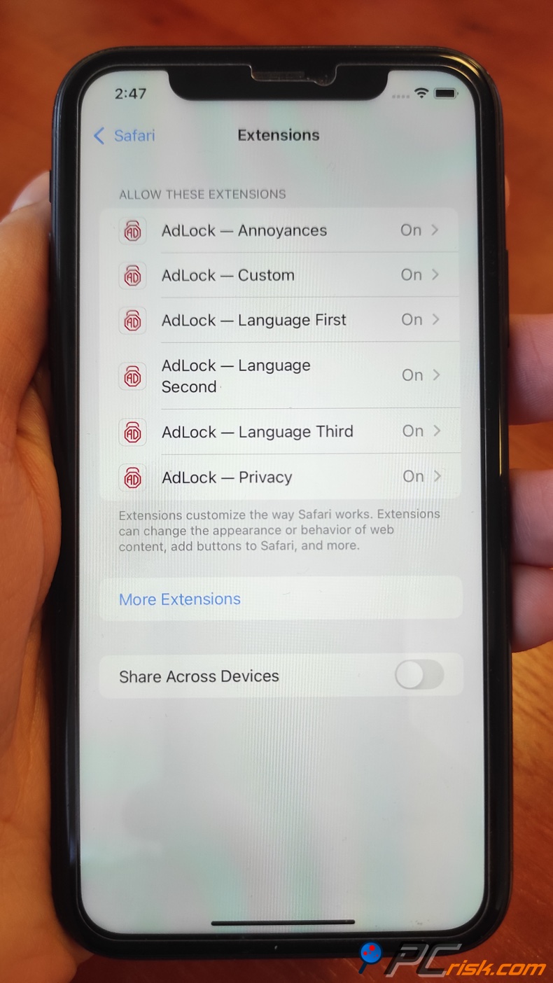 AdLock für iOS Safari-Erweiterung