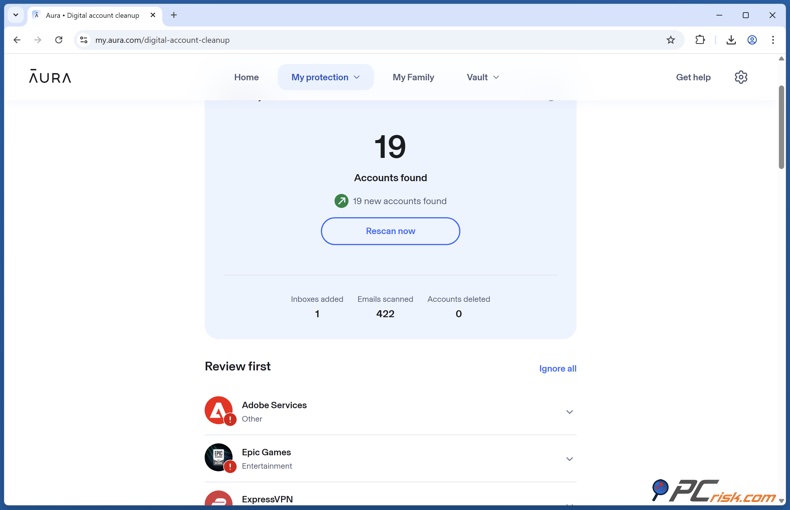 Aura Bereinigung ungenutzter Konten