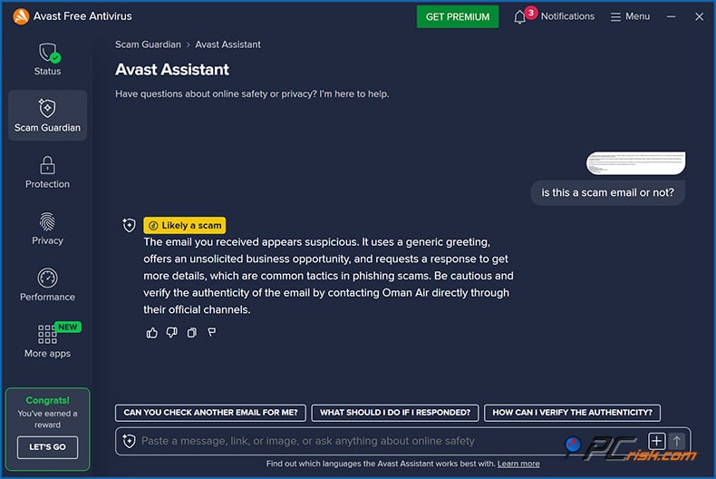 avast ai Assistent windows