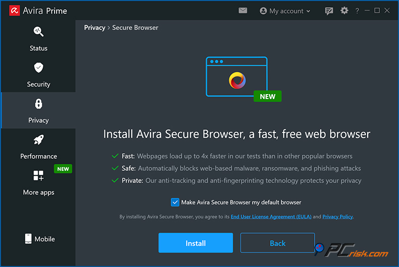 avira sicherer Browser