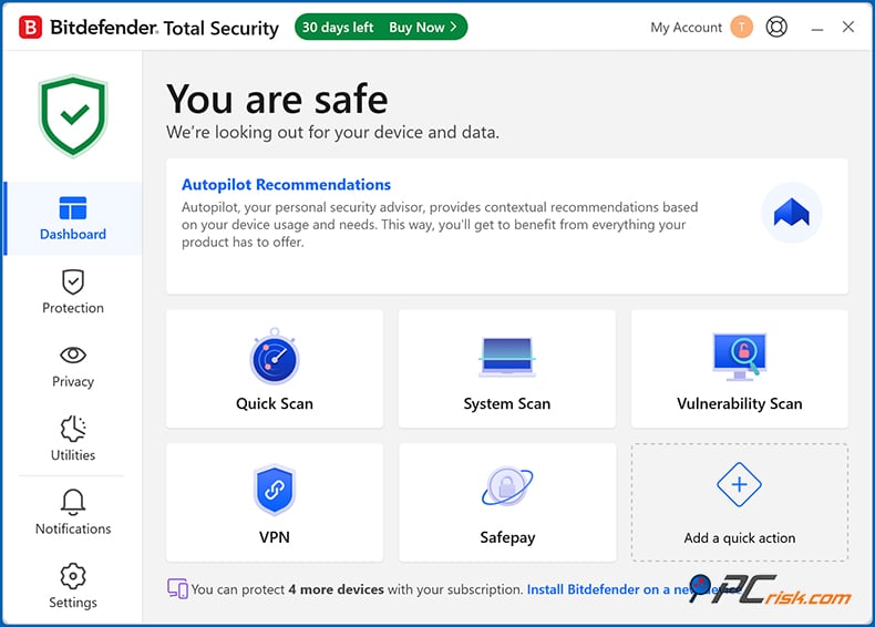 bitdefender Armaturenbrett