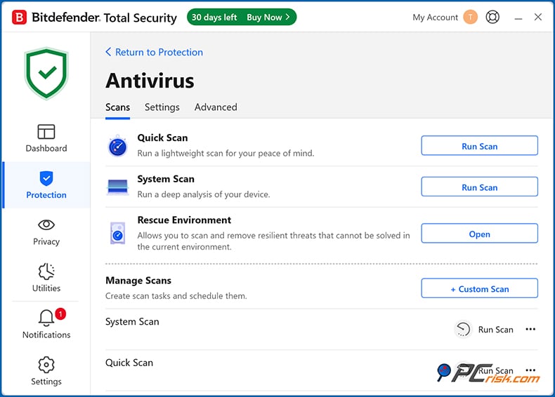 bitdefender On-Demand Scannen