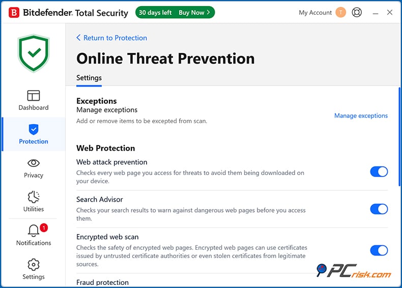 bitdefender Webschutz