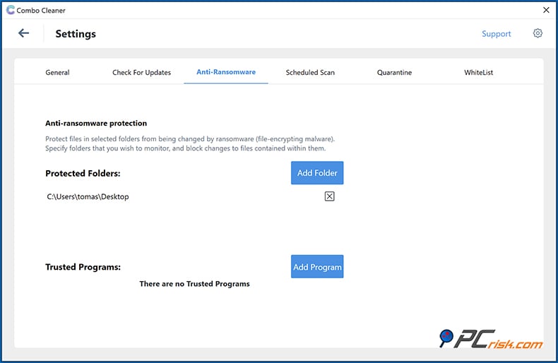 Combo Cleaner anti-ransomware Funktion