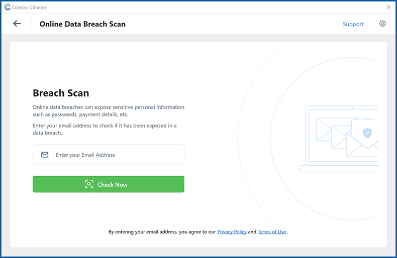 Combo Cleaner-Funktion online Datenleck-Scan