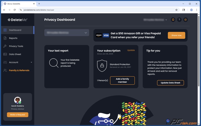 DeleteMe Armaturenbrett