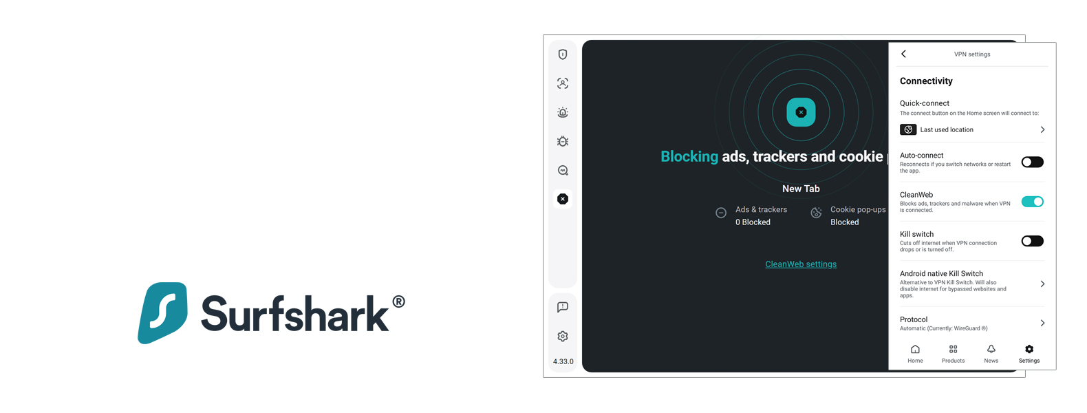 Surfshark CleanWeb top adblocker Kopfzeile