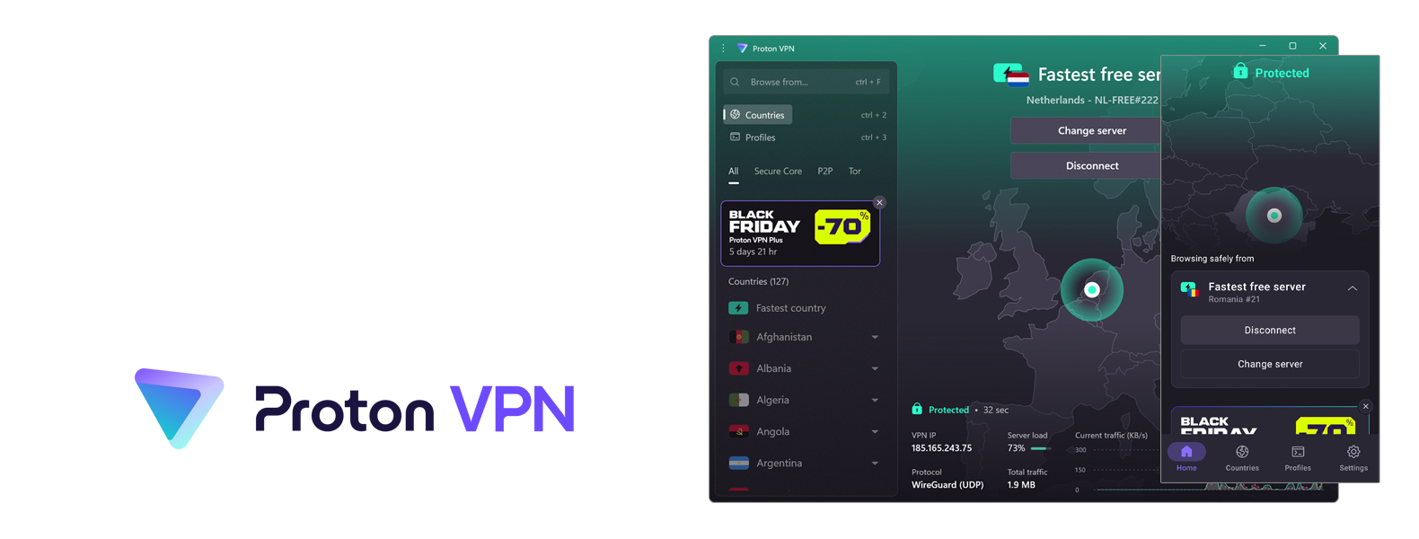 Proton top VPN Kopfzeile