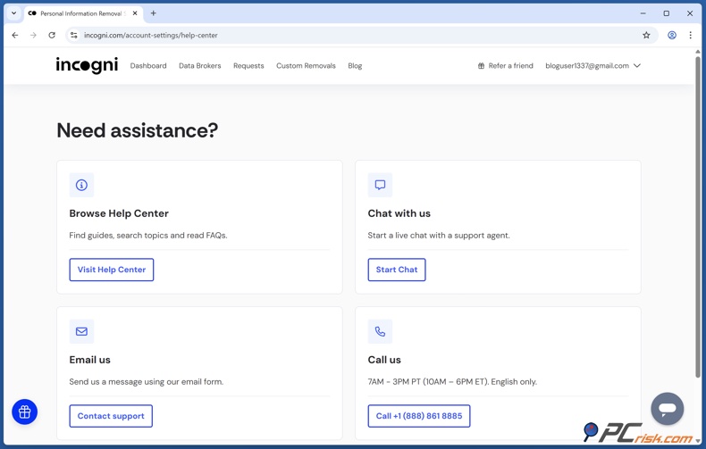 Incogni Kundendienst