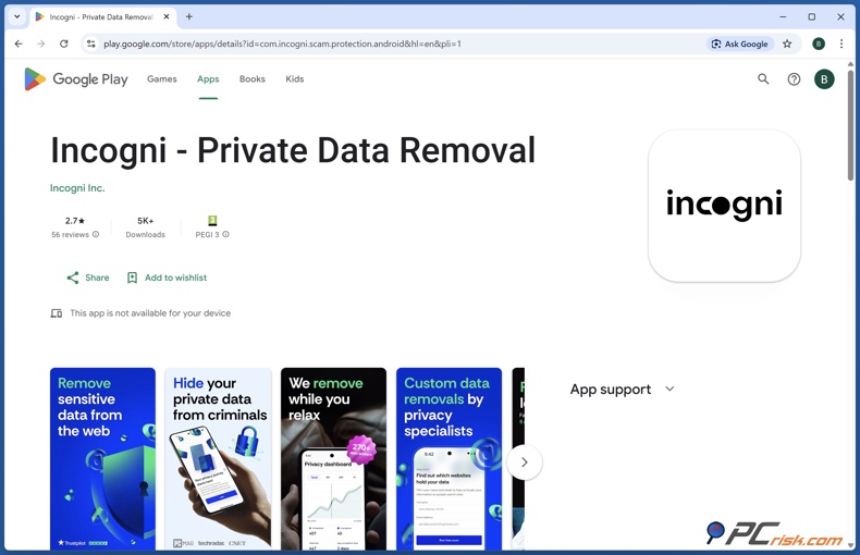 Incogni App zum Entfernen privater Daten für Android im Google Play Store