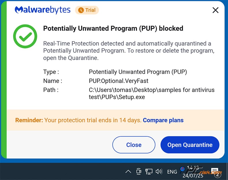 malwarebytes Benachrichtigungen