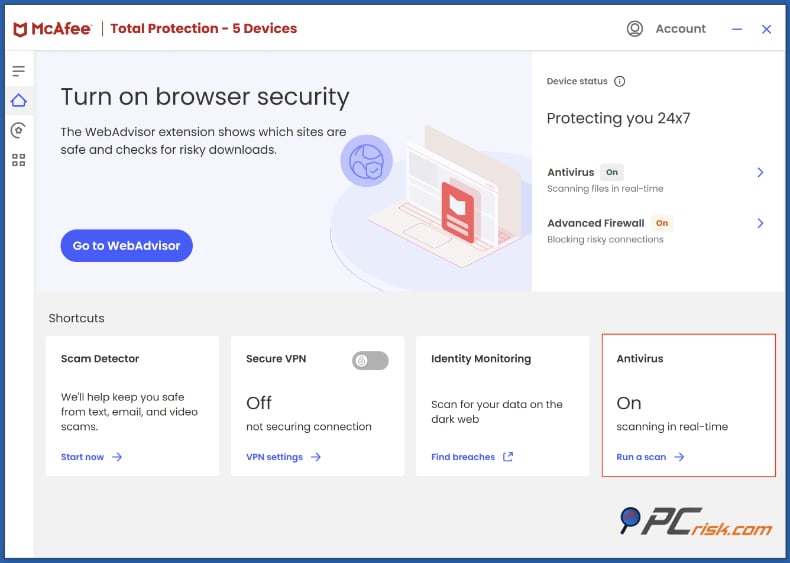 mcafee Echtzeitschutz