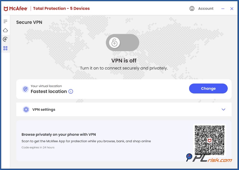 mcafee Sicheres vpn