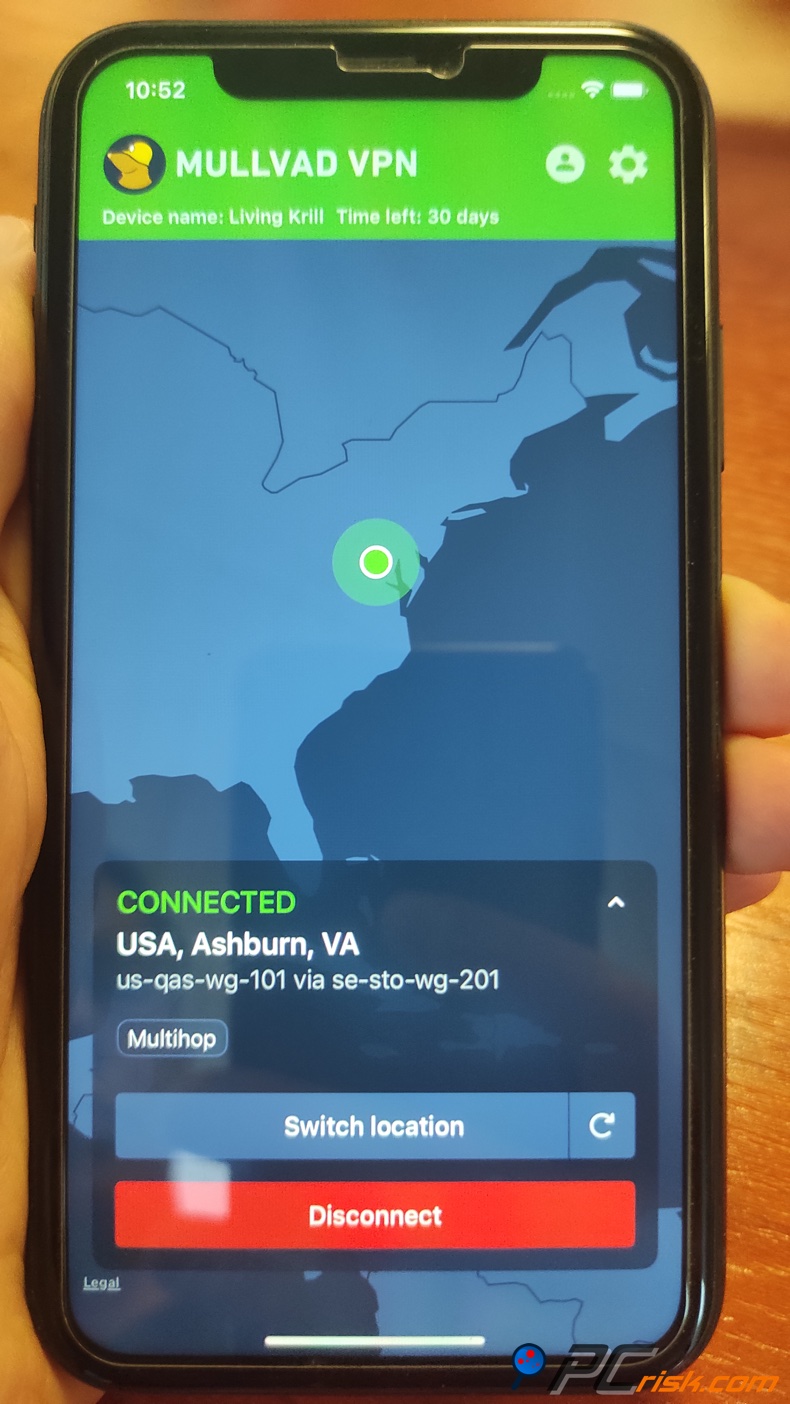 Mullivad für das iOS-Einstellungsmenü