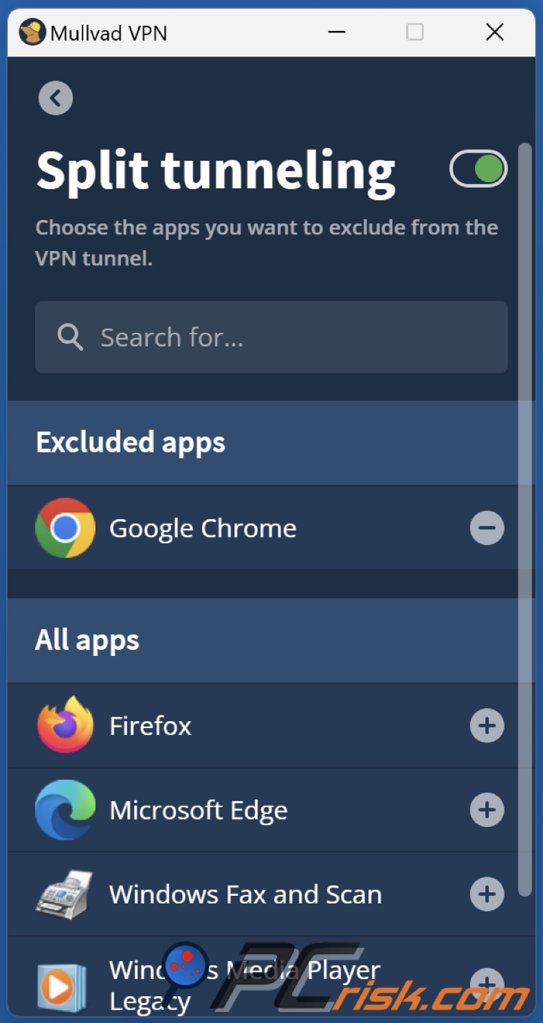 Mullivad Geteiltes Tunneling