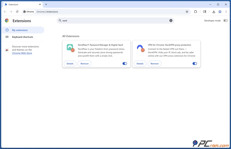Nord Browser Erweiterungen