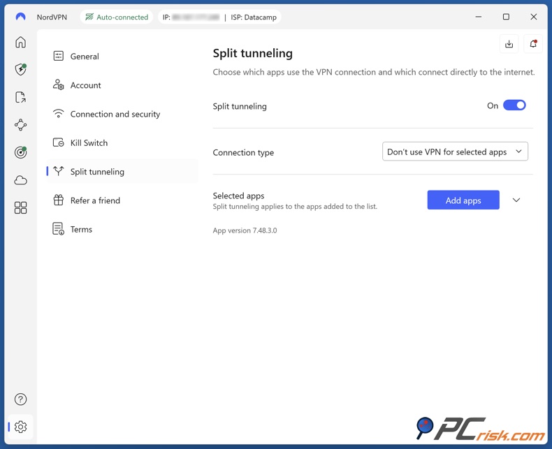 NordVPN Geteiltes Tunneling
