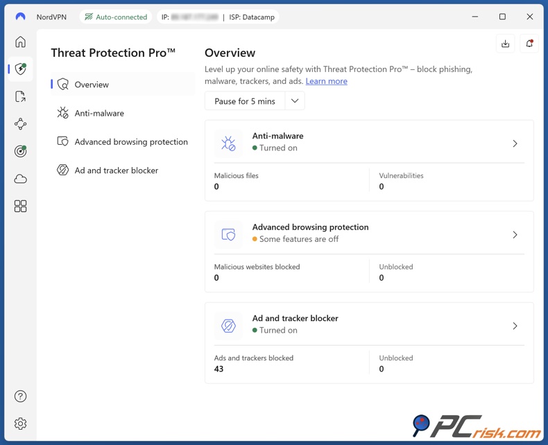 NordVPN Bedrohungsschutz