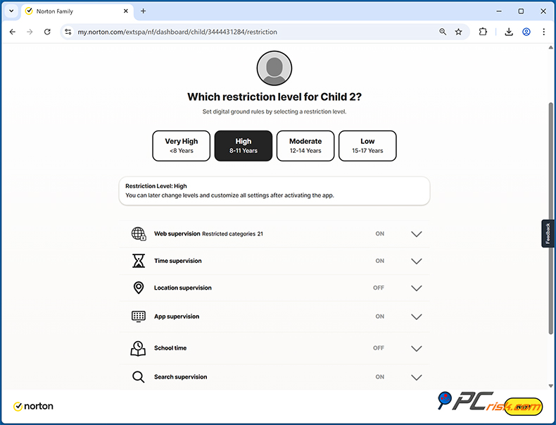 Norton AntiVirus Kinderschutz
