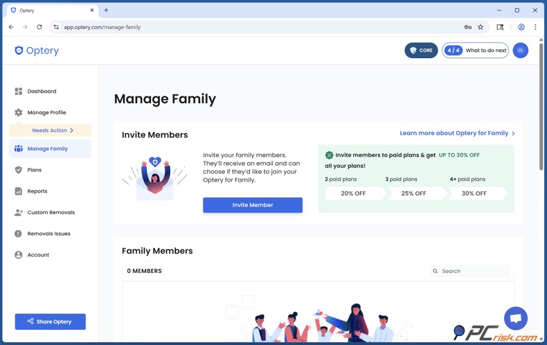 Optery Familie verwalten