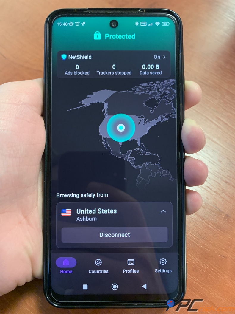 Proton VPN App für Android-Dashboard
