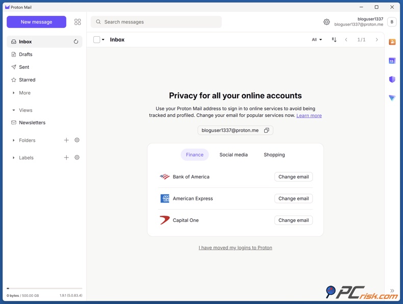 Proton E-Mail Posteingang