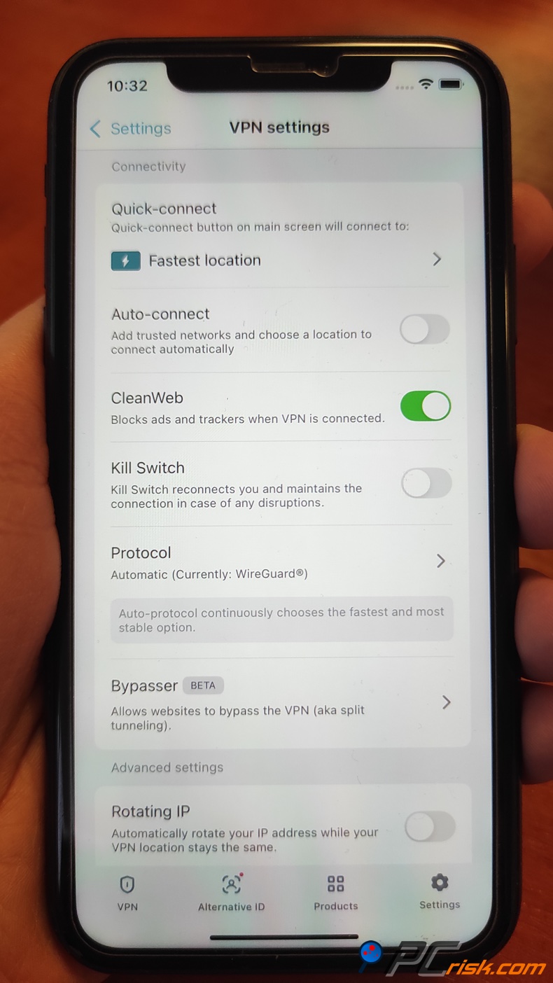Surfshark für iOS CleanWeb