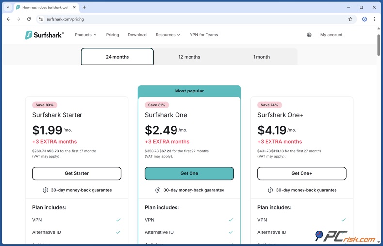 Surfshark VPN 2 Jahres Preisgestaltung