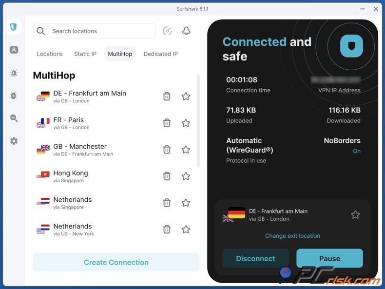 Surfshark Desktop Anwendung MultiHop