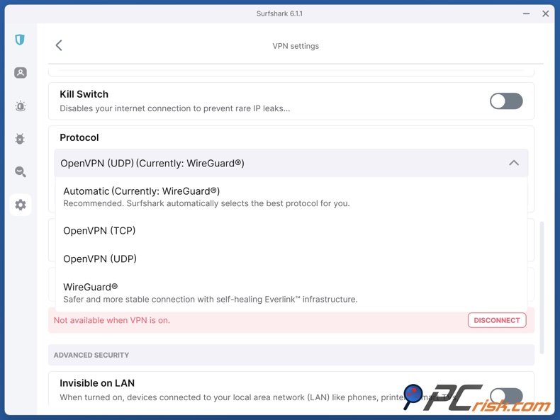 Surfshark VPN Protokolle