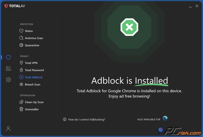 Total Adblock Abschnitt in Total AV
