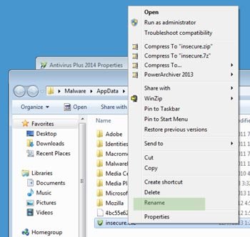 Antivirus Plus 2014 den Namen der ausführbaren Datei ändern