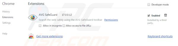 AVG Search von Google Chrome Erweiterungen entfernen