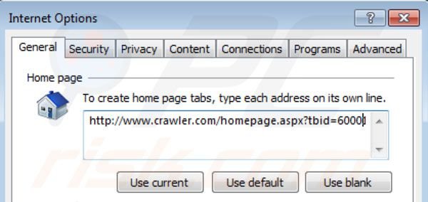 Removing crawler.com from Internet Explorer homepage