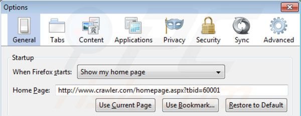 Removing crawler.com from Mozilla Firefox homepage