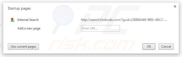 search.findwide.com von der Google Chrome Startseite entfernen