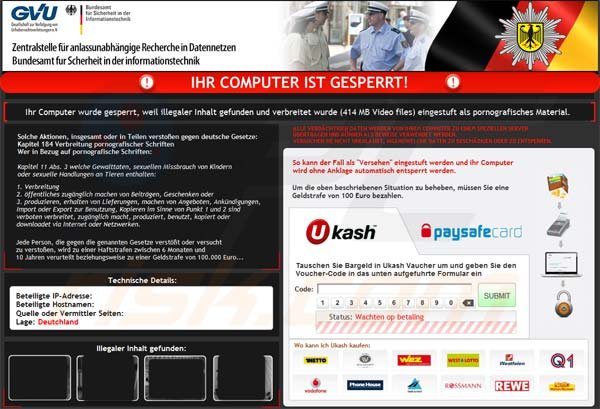 GVU Ihr Computer ist gesperrt Virus