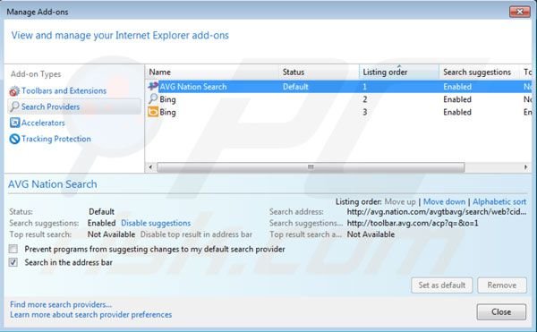 Nation Search Standardsuchmaschine bei Internet Explorer