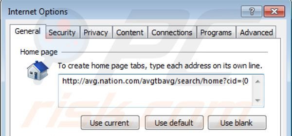 Nation Search Homepage bei Internet Explorer