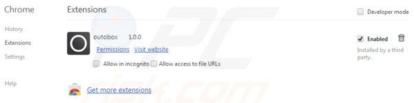 Outobox Entfernung von Google Chrome Erweiterungen Schritt 2