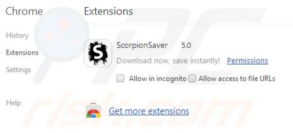 Scorpion Saver Entfernung von Google Chrome Erweiterungen Schritt 2