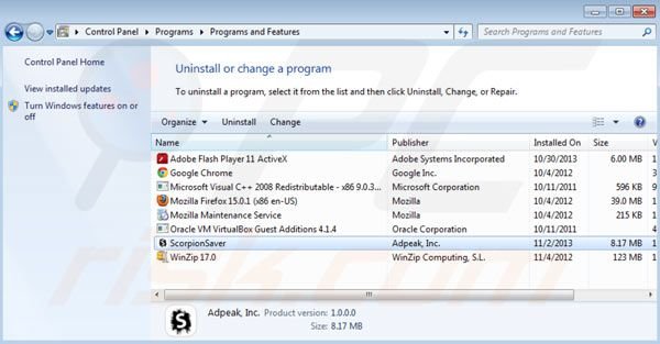 Scorpion Saver Deinstallation