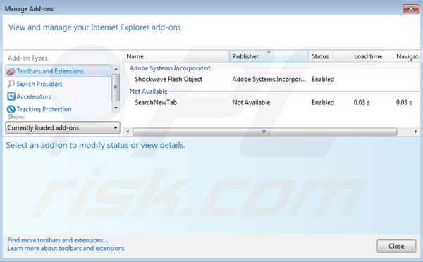 websearch.searchbomb.info Entfernung von Internet Explorer Erweiterungen