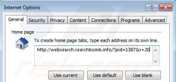 websearch.searchbomb.info von der Internet Explorer Homepage entfernen